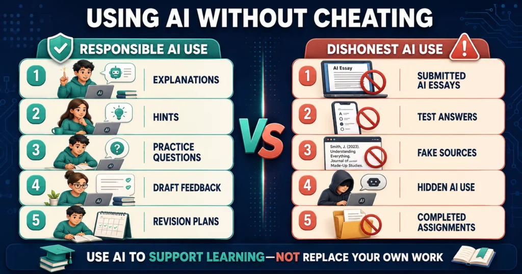 Responsible versus dishonest uses of AI by students