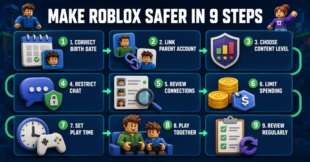 Steps parents can follow to make Roblox safer for children